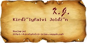 Királyfalvi Jolán névjegykártya
