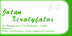 jolan kiralyfalvi business card